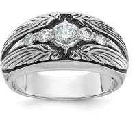 14K White Gold Men's Polished and Textured 5-Stone Ring Mounting by IBGoodman