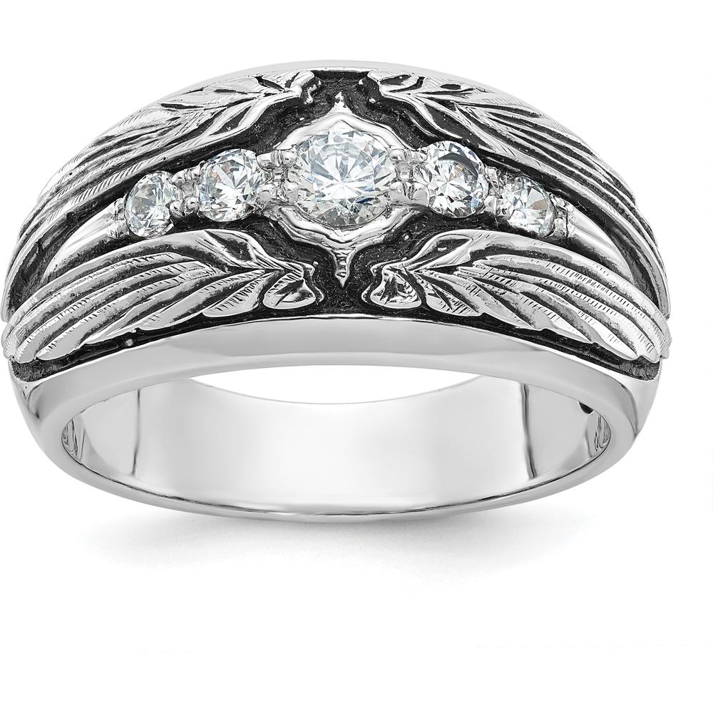 14K White Gold Men's Polished and Textured 5-Stone Ring Mounting by IBGoodman