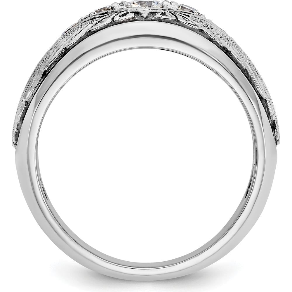 14K White Gold Men's Polished and Textured 5-Stone Ring Mounting by IBGoodman