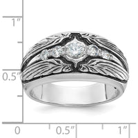 14K White Gold Men's Polished and Textured 5-Stone Ring Mounting by IBGoodman