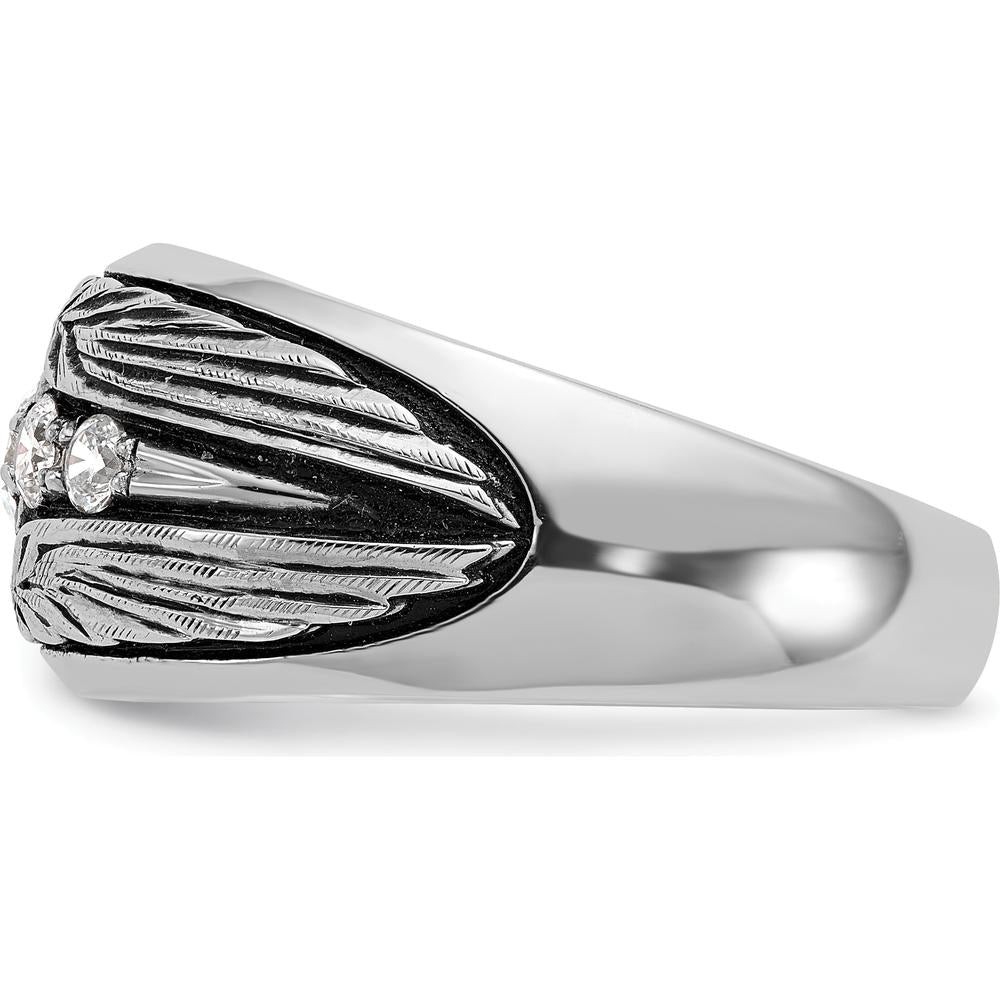 14K White Gold Men's Polished and Textured 5-Stone Ring Mounting by IBGoodman