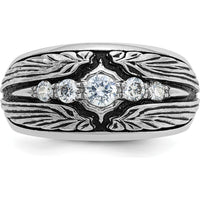 14K White Gold Men's Polished and Textured 5-Stone Ring Mounting by IBGoodman
