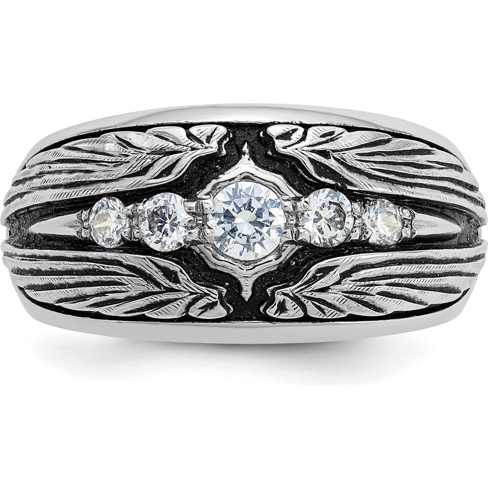 14K White Gold Men's Polished and Textured 5-Stone Ring Mounting by IBGoodman