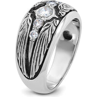 14K White Gold Men's Polished and Textured 5-Stone Ring Mounting by IBGoodman