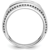 14K White Gold Men's Polished and Textured 5-Stone Ring with Round Diamonds by IBGoodman