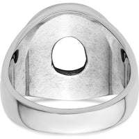 14K White Gold Men's Polished and Textured Masonic Ring Mounting for 12x10mm Oval Stone by IBGoodman