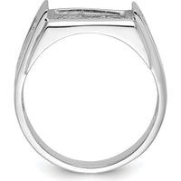 14K White Gold Men's Polished and Textured Masonic Ring Mounting for 12x10mm Rectangular Stone by IBGoodman