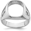 14K White Gold Men's Polished and Textured Masonic Ring Mounting with Open-Back Tapered Band by IBGoodman