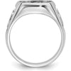 14K White Gold Men's Polished and Textured Masonic Ring Mounting with Open-Back Tapered Band by IBGoodman