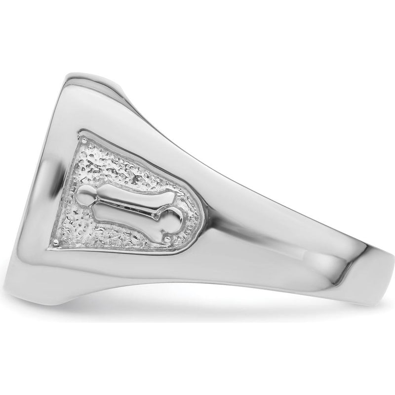 14K White Gold Men's Polished and Textured Masonic Ring Mounting with Open-Back Tapered Band by IBGoodman