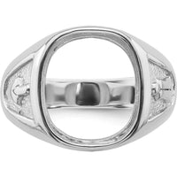 14K White Gold Men's Polished and Textured Masonic Ring Mounting with Open-Back Tapered Band by IBGoodman