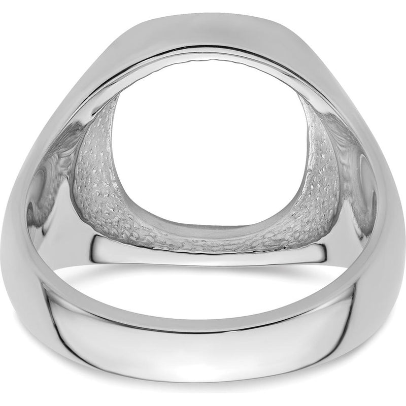 14K White Gold Men's Polished and Textured Masonic Ring Mounting with Open-Back Tapered Band by IBGoodman