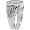 14K White Gold Men's Polished and Textured Masonic Ring Mounting with Open-Back Tapered Band by IBGoodman