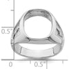14K White Gold Men's Polished and Textured Masonic Ring Mounting with Open-Back Tapered Band by IBGoodman
