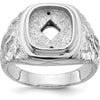 14K White Gold Men's Polished and Textured Masonic Ring Mounting with Rhodium Finish by IBGoodman