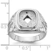 14K White Gold Men's Polished and Textured Masonic Ring Mounting with Rhodium Finish by IBGoodman