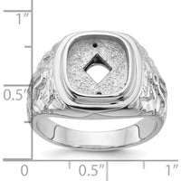 14K White Gold Men's Polished and Textured Masonic Ring Mounting with Rhodium Finish by IBGoodman