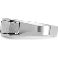 14K White Gold Men's Polished Antiqued and Satin Diamond Ring with Square Cut Diamonds - 0.05 Carats Total Diamond Weight by IBGoodman