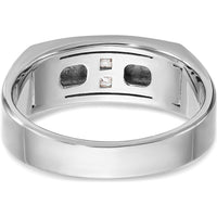 14K White Gold Men's Polished Antiqued and Satin Diamond Ring with Square Cut Diamonds - 0.05 Carats Total Diamond Weight by IBGoodman