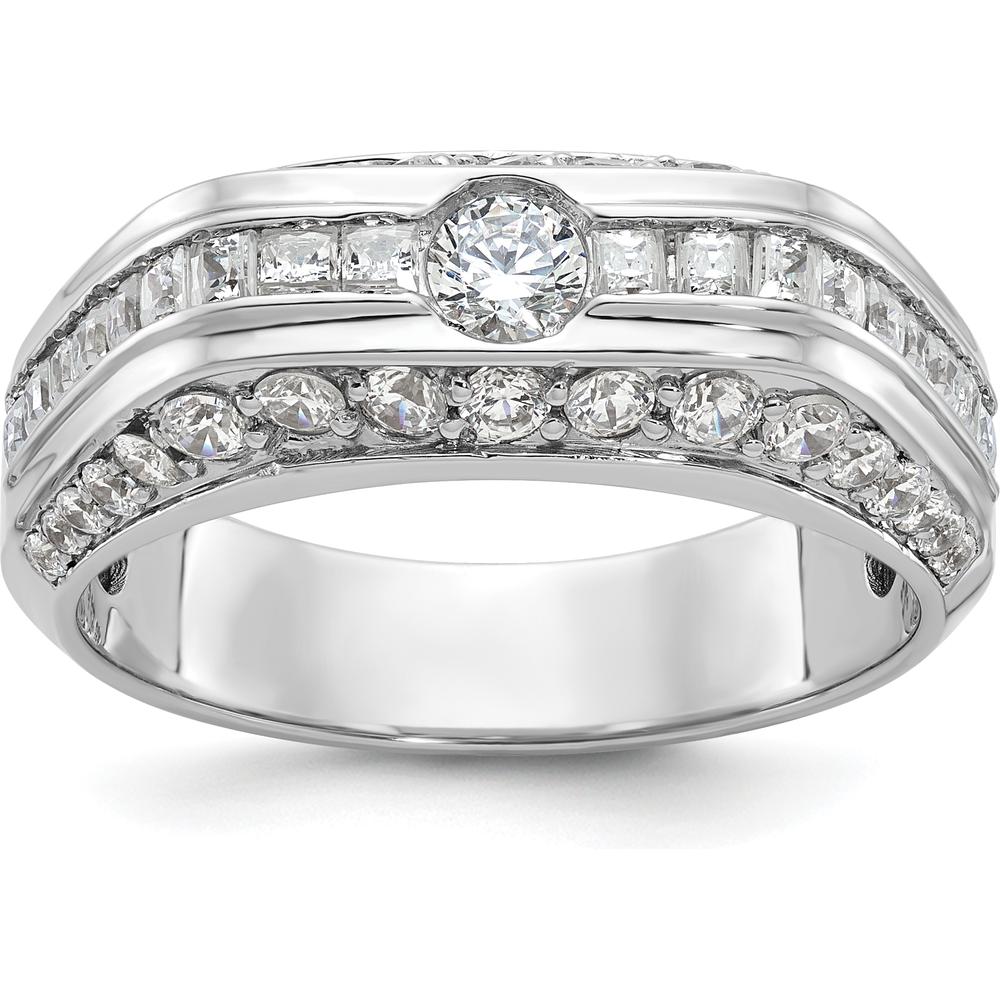 14K White Gold Men's Polished Band Ring Mounting with Rhodium Plating by IBGoodman