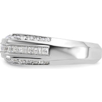 14K White Gold Men's Polished Band Ring Mounting with Rhodium Plating by IBGoodman