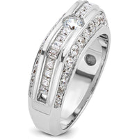 14K White Gold Men's Polished Band Ring Mounting with Rhodium Plating by IBGoodman