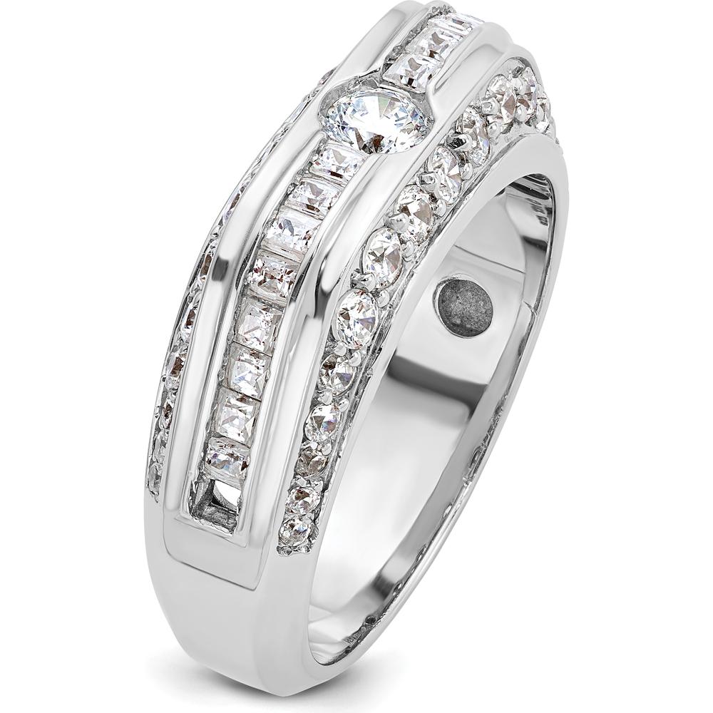 14K White Gold Men's Polished Band Ring Mounting with Rhodium Plating by IBGoodman