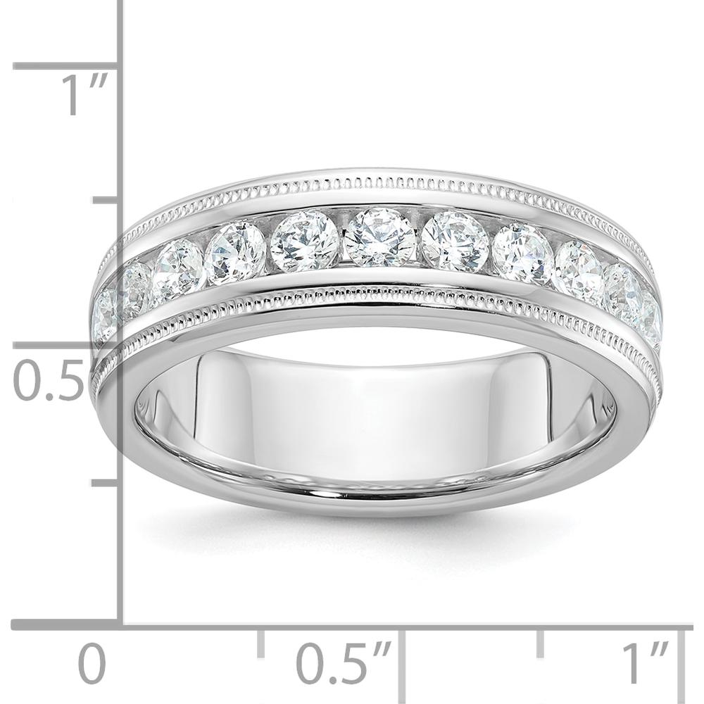 14K White Gold Men's Polished Band with Milgrain and 1 Carat AA Quality Diamonds by IBGoodman