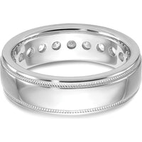 14K White Gold Men's Polished Band with Milgrain and 1 Carat AA Quality Diamonds by IBGoodman
