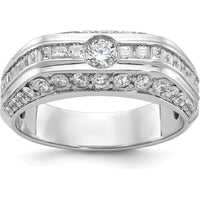 14K White Gold Men's Polished Diamond Ring with Round and Baguette Cut Diamonds - 1.88 Carats Total Diamond Weight by IBGoodman