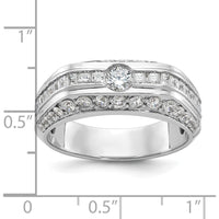 14K White Gold Men's Polished Diamond Ring with Round and Baguette Cut Diamonds - 1.88 Carats Total Diamond Weight by IBGoodman