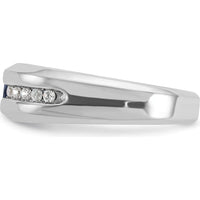 14K White Gold Men's Polished Lab Created Sapphire and Diamond Ring - 0.2 Carats Total Diamond Weight by IBGoodman