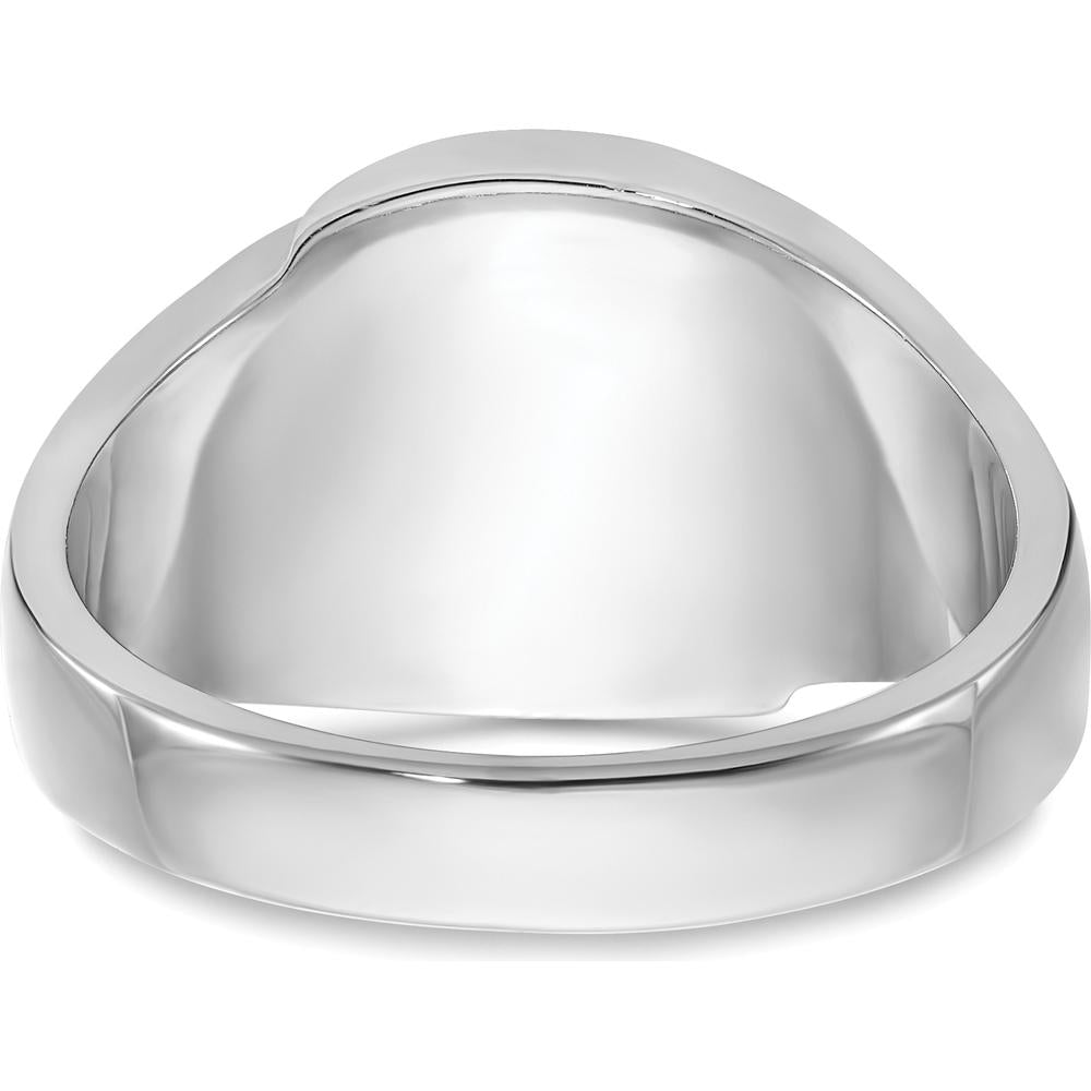 14K White Gold Men's Polished Masonic Ring with Imitation Blue Spinel - 10x8mm Oval Stone by Monteluci Fine Jewelry