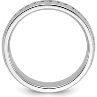 14K White Gold Men's Polished Milgrain Ring Mounting with 11-Stone Prong Setting by IBGoodman