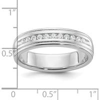 14K White Gold Men's Polished Milgrain Ring Mounting with 11-Stone Prong Setting by IBGoodman