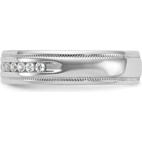 14K White Gold Men's Polished Milgrain Ring Mounting with 11-Stone Prong Setting by IBGoodman