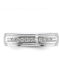 14K White Gold Men's Polished Milgrain Ring Mounting with 11-Stone Prong Setting by IBGoodman