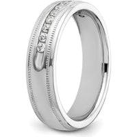 14K White Gold Men's Polished Milgrain Ring Mounting with 11-Stone Prong Setting by IBGoodman