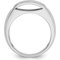 14K White Gold Men's Polished Rectangle Ring with Diamond Border Setting by IBGoodman