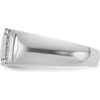 14K White Gold Men's Polished Rectangle Ring with Diamond Border Setting by IBGoodman