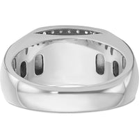 14K White Gold Men's Polished Rectangle Ring with Diamond Border Setting by IBGoodman