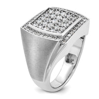 14K White Gold Men's Polished Satin 1.5 Carat Round Diamond Cluster Ring by IBGoodman