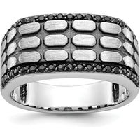 14K White Gold Men's Polished Satin and Cobblestone Textured Ring Mounting by IBGoodman