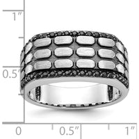 14K White Gold Men's Polished Satin and Cobblestone Textured Ring Mounting by IBGoodman