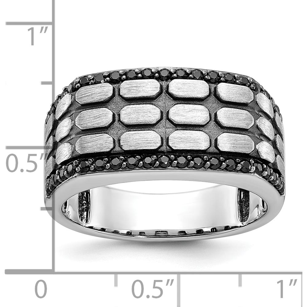 14K White Gold Men's Polished Satin and Cobblestone Textured Ring Mounting by IBGoodman