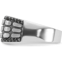 14K White Gold Men's Polished Satin and Cobblestone Textured Ring Mounting by IBGoodman