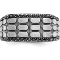 14K White Gold Men's Polished Satin and Cobblestone Textured Ring Mounting by IBGoodman