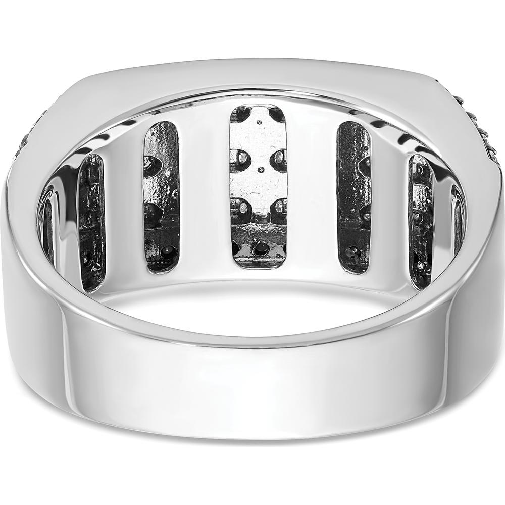 14K White Gold Men's Polished Satin and Cobblestone Textured Ring Mounting by IBGoodman