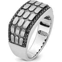 14K White Gold Men's Polished Satin and Cobblestone Textured Ring Mounting by IBGoodman
