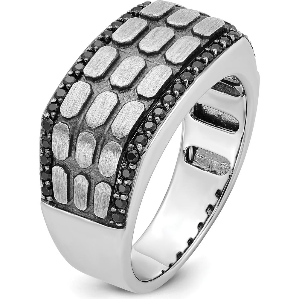 14K White Gold Men's Polished Satin and Cobblestone Textured Ring Mounting by IBGoodman